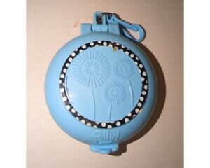 Vintage Polly Pocket Blue Pretend Makeup Mirrored Compact Case Clip On